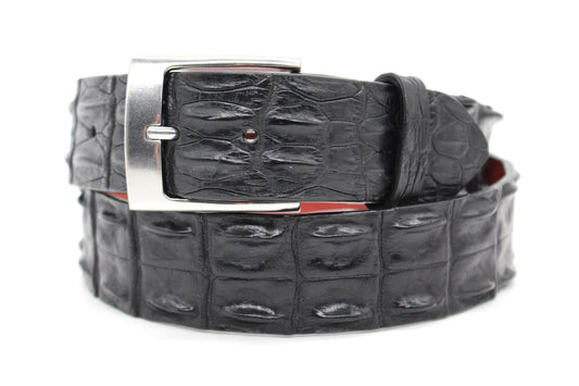 37" Black Salt Water Crocodile Belt