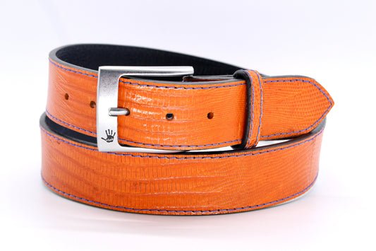 44" Orange Lizard Belt