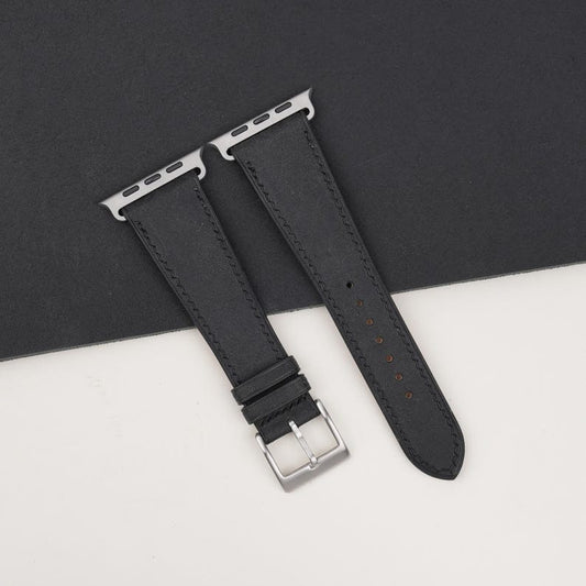 Black Badalassi Carlo Pueblo Leather Apple Watch Ultra Band 49mm, Leather Apple Watch Ultra Strap, handmade strap