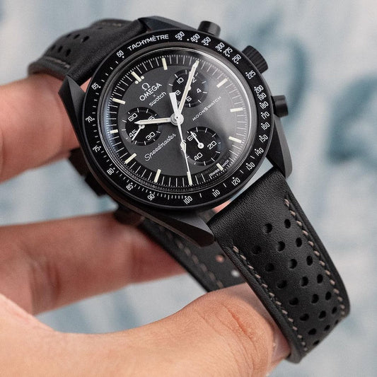Black Swift Rally Strap for Moonswatch Mercury