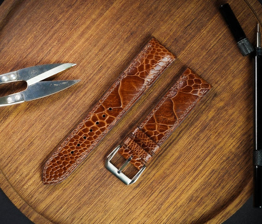 Light Brown Ostrich Leg Leather Watch Strap/ Quick Release Watch Strap/19mm/21mm/22mm/ Handmade Custom Leather Watch/ Gift for Men & Women