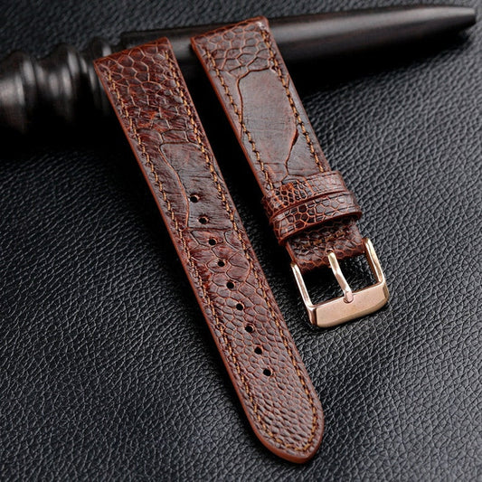 Ostrich Foot Leather Watch Band-Replacement Watch Strap Band-Brown Watch Band 18mm 19mm 20mm 21mm 22mm