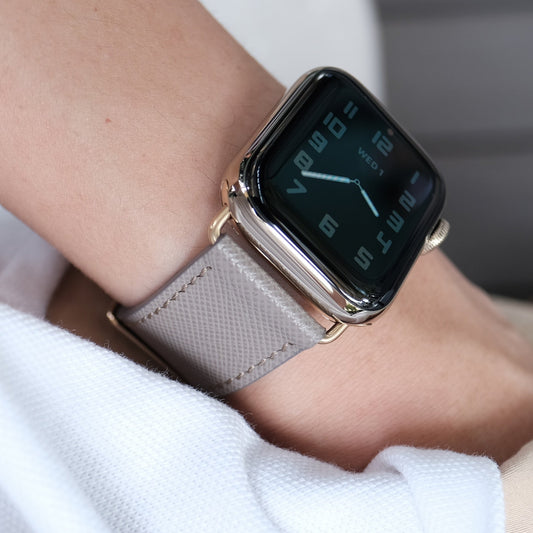 Saffiano Leather Apple Watch Band - Grigio Chiaro