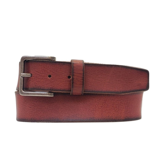The Volcano Belt - Red Women's Leather Belt with Charred Edges