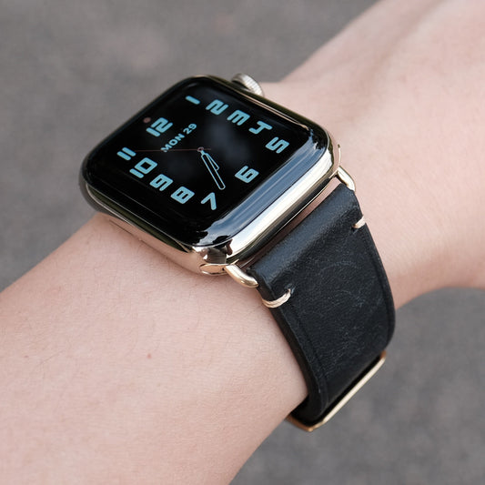 Vintage Leather Apple Watch Band - Black