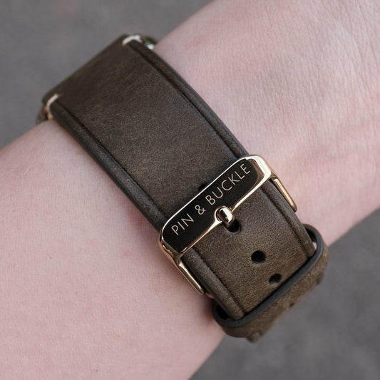 Vintage Leather Apple Watch Band - Olive